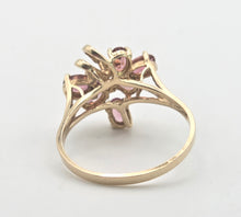 Cargar imagen en el visor de la galería, Vintage Abstract 9ct Gold Rubellites Cluster Ring- Remarkable
