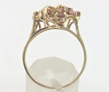 Cargar imagen en el visor de la galería, Vintage Abstract 9ct Gold Rubellites Cluster Ring- Remarkable

