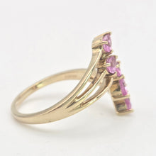Load image into Gallery viewer, 2349: Vintage; 9ct Gold Abstract Pink Sapphires Statement Ring- LUSH
