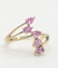 Load image into Gallery viewer, 2349: Vintage; 9ct Gold Abstract Pink Sapphires Statement Ring- LUSH
