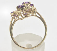Cargar imagen en el visor de la galería, Vintage: 9ct Gold Lilac Amethysts Diamonds Floral Cluster Cocktail Ring
