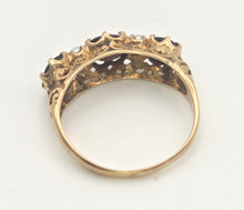 Load image into Gallery viewer, 2351: Vintage/Antique: 9ct Gold Rich Red Garnet Seed Pearls Half-Hoop Ring
