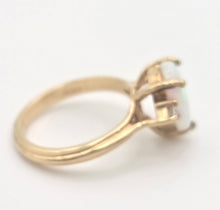Load image into Gallery viewer, Vintage: 14ct Gold Cabochon White Opal Diamonds 3-Stone Ring
