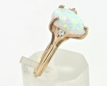 Load image into Gallery viewer, Vintage: 14ct Gold Cabochon White Opal Diamonds 3-Stone Ring
