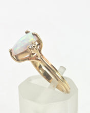 Load image into Gallery viewer, Vintage: 14ct Gold Cabochon White Opal Diamonds 3-Stone Ring
