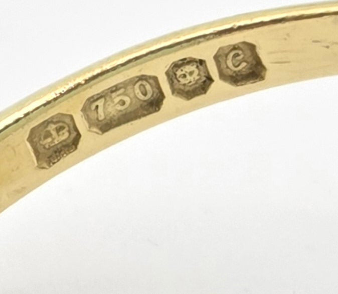 2318: Vintage: 18ct Gold Emeralds Diamonds Marquise Set Art Deco Style Ring- From 1977