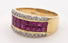Cargar imagen en el visor de la galería, 2339: Vintage: 18ct Gold Rubies Diamonds Dress Ring- Vibrant Rubies Sparkling Diamonds
