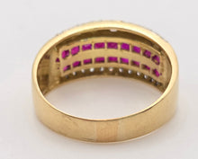 Cargar imagen en el visor de la galería, 2339: Vintage: 18ct Gold Rubies Diamonds Dress Ring- Vibrant Rubies Sparkling Diamonds

