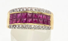 Cargar imagen en el visor de la galería, 2339: Vintage: 18ct Gold Rubies Diamonds Dress Ring- Vibrant Rubies Sparkling Diamonds
