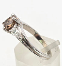 Load image into Gallery viewer, Vintage: 14ct White Gold Pear Cut Cognac Diamond (0.63ct) Diamonds 3 -Stone Ring - a rare, sparkling find.
