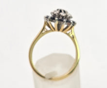 Load image into Gallery viewer, Vintage 18ct Gold 13 Blue Sapphires 8 Natural Diamonds Flower Head ring

