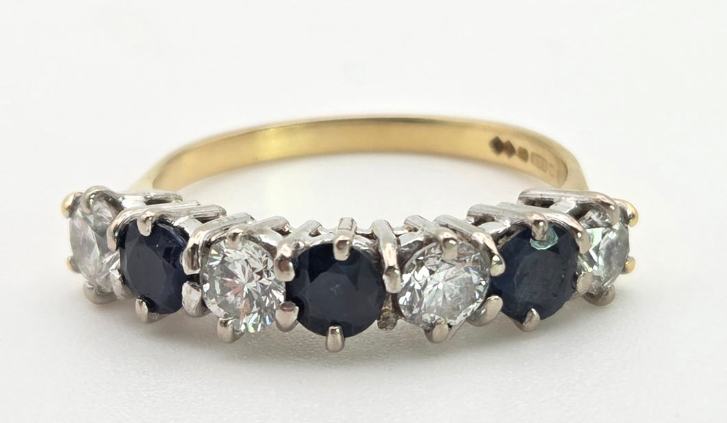 Vintage: 18ct Gold French Blue Sapphires Natural Diamonds (0.8ct) Ring- Exceptional