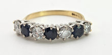 Load image into Gallery viewer, Vintage: 18ct Gold French Blue Sapphires Natural Diamonds (0.8ct) Ring- Exceptional
