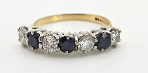 Vintage: 18ct Gold French Blue Sapphires Natural Diamonds (0.8ct) Ring- Exceptional