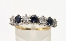 Load image into Gallery viewer, Vintage: 18ct Gold French Blue Sapphires Natural Diamonds (0.8ct) Ring- Exceptional
