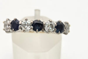 Vintage: 18ct Gold French Blue Sapphires Natural Diamonds (0.8ct) Ring- Exceptional