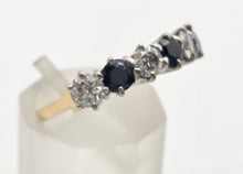 Load image into Gallery viewer, Vintage: 18ct Gold French Blue Sapphires Natural Diamonds (0.8ct) Ring- Exceptional
