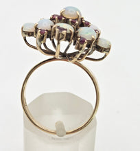 Load image into Gallery viewer, 2244: Vintage:18ct Gold 9 Opals 14 Garnets Geometric Cocktail Ring- Marvellous
