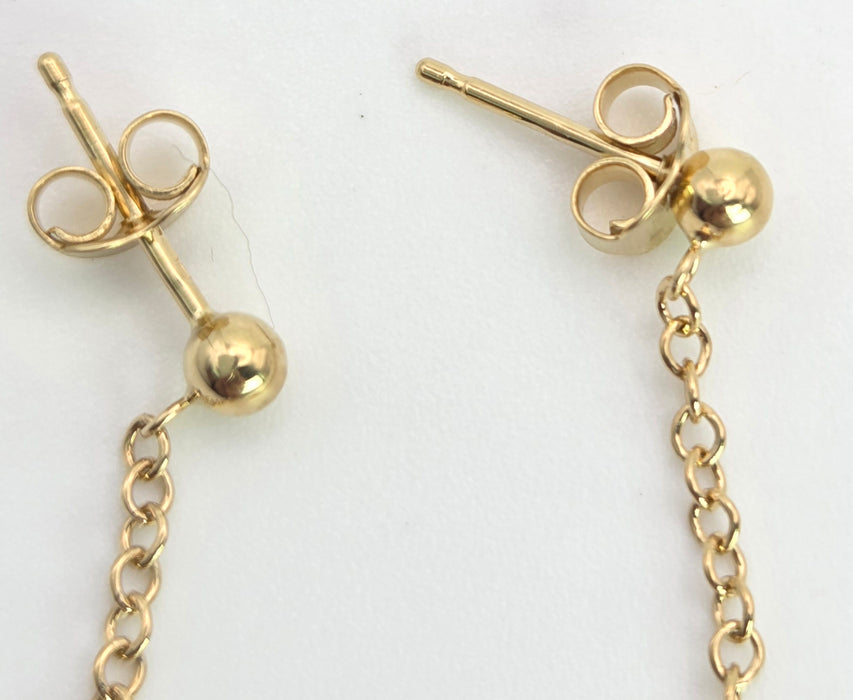 2259 Vintage: 18ct Gold Faceted Pale Pink Crystal Drop Stud Earrings