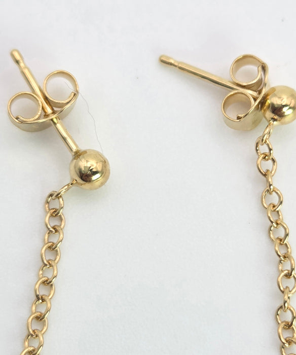 2259 Vintage: 18ct Gold Faceted Pale Pink Crystal Drop Stud Earrings