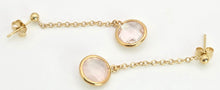 Load image into Gallery viewer, 2259 Vintage: 18ct Gold Faceted Pale Pink Crystal Drop Stud Earrings
