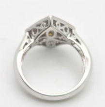 Load image into Gallery viewer, Vintage: 18ct White Gold Yellow Sapphires Diamonds Geometric Set Ring
