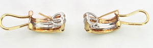 2287 Vintage: 18ct Gold Yellow, Rose, White Gold 20 Diamonds Earrings