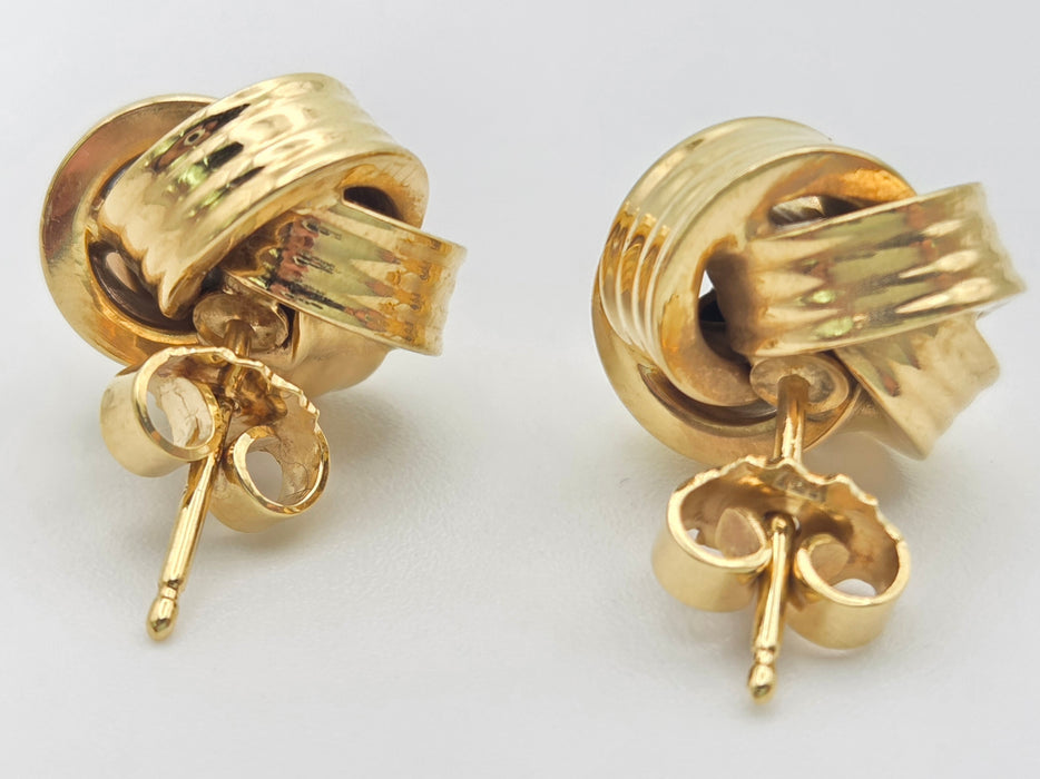 6471 Vintage; Classic 18ct Gold  Diamonds (0.2ct) Knot Earrings- From 1971
