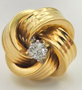 2288 Vintage; Classic 18ct Gold  Diamonds (0.2ct) Knot Earrings- From 1971
