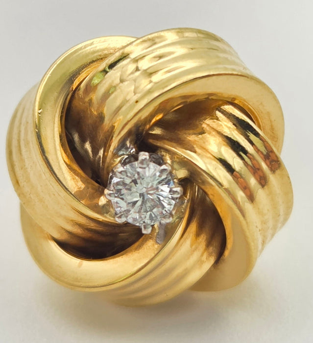 6471 Vintage; Classic 18ct Gold  Diamonds (0.2ct) Knot Earrings- From 1971