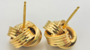 2288 Vintage; Classic 18ct Gold  Diamonds (0.2ct) Knot Earrings- From 1971