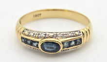 Load image into Gallery viewer, Vintage: 18ct Gold French Blue Sapphires Natural Diamonds Stacker/Dress Ring
