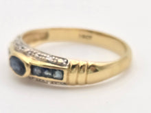 Load image into Gallery viewer, Vintage: 18ct Gold French Blue Sapphires Natural Diamonds Stacker/Dress Ring
