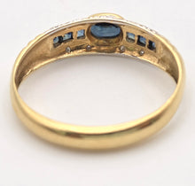 Load image into Gallery viewer, Vintage: 18ct Gold French Blue Sapphires Natural Diamonds Stacker/Dress Ring
