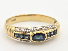 Load image into Gallery viewer, Vintage: 18ct Gold French Blue Sapphires Natural Diamonds Stacker/Dress Ring
