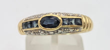 Load image into Gallery viewer, Vintage: 18ct Gold French Blue Sapphires Natural Diamonds Stacker/Dress Ring
