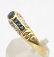 Load image into Gallery viewer, Vintage: 18ct Gold French Blue Sapphires Natural Diamonds Stacker/Dress Ring
