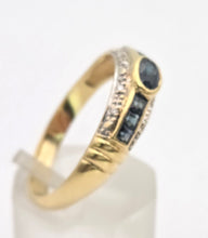 Load image into Gallery viewer, Vintage: 18ct Gold French Blue Sapphires Natural Diamonds Stacker/Dress Ring

