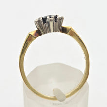 Load image into Gallery viewer, Vintage:18ct Gold Australian Blue Sapphire 6 Diamonds Cluster Ring
