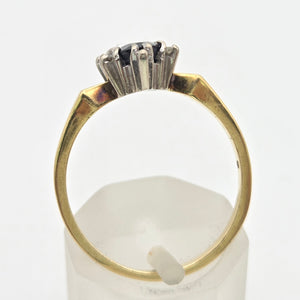 Vintage:18ct Gold Australian Blue Sapphire 6 Diamonds Cluster Ring