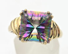 Load image into Gallery viewer, 2302: Vintage: 9ct Gold Square Cut Caribbean Topaz Cocktail Ring
