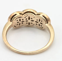 Load image into Gallery viewer, 2303: Vintage; 9ct Gold 33 Diamonds Flower Head Trilogy Ring
