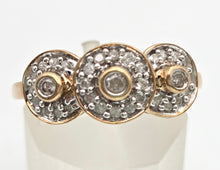 Load image into Gallery viewer, 2303: Vintage; 9ct Gold 33 Diamonds Flower Head Trilogy Ring
