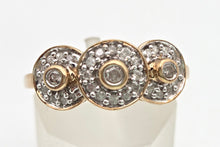 Load image into Gallery viewer, 2303: Vintage; 9ct Gold 33 Diamonds Flower Head Trilogy Ring
