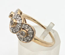 Load image into Gallery viewer, 2303: Vintage; 9ct Gold 33 Diamonds Flower Head Trilogy Ring
