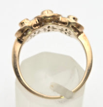 Load image into Gallery viewer, 2303: Vintage; 9ct Gold 33 Diamonds Flower Head Trilogy Ring
