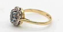 Load image into Gallery viewer, 2338: Vintage: 18ct Gold Blue Aquamarine 12 Diamonds Ring - Platinum setting
