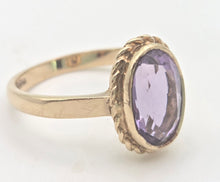 Load image into Gallery viewer, Vintage: 9ct Gold Bezel Set Lilac Amethyst Solitaire Ring- From 1972
