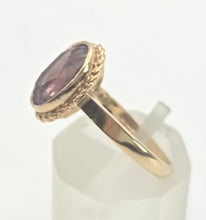 Load image into Gallery viewer, Vintage: 9ct Gold Bezel Set Lilac Amethyst Solitaire Ring- From 1972
