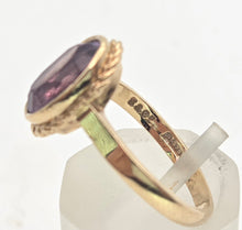 Load image into Gallery viewer, Vintage: 9ct Gold Bezel Set Lilac Amethyst Solitaire Ring- From 1972

